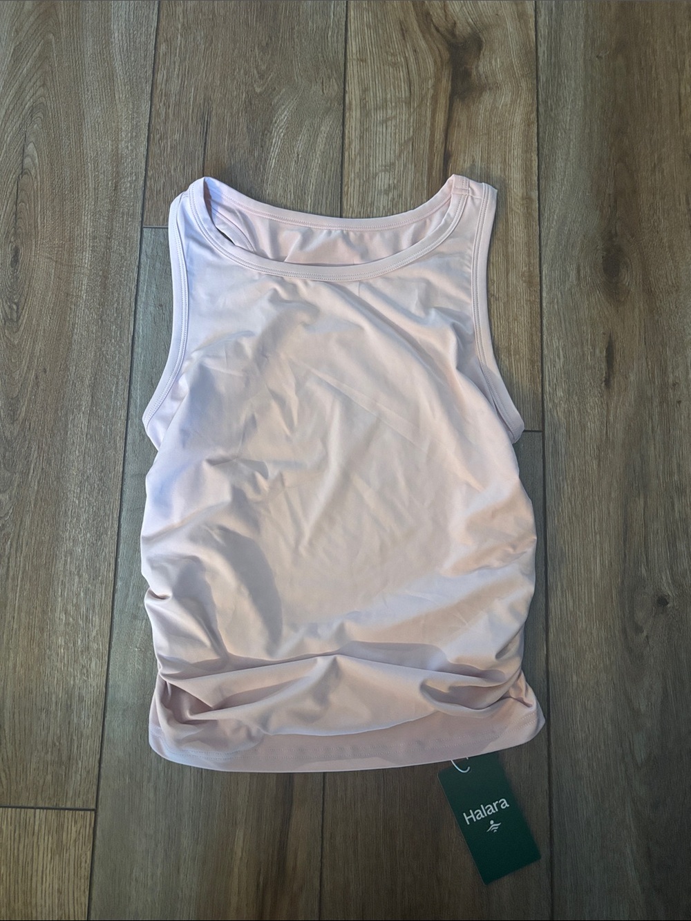 NWT Halara Ruched Cool Touch Yoga Tank Top - Pale Pink - Size Small